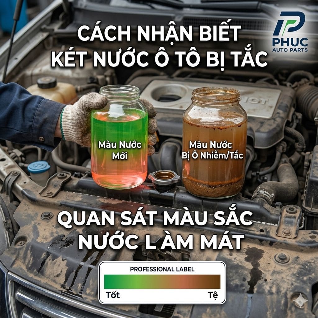 Cách nhận biết két nước ô tô bị tắc thông qua quan sát màu sắc nước làm mát thực tế
