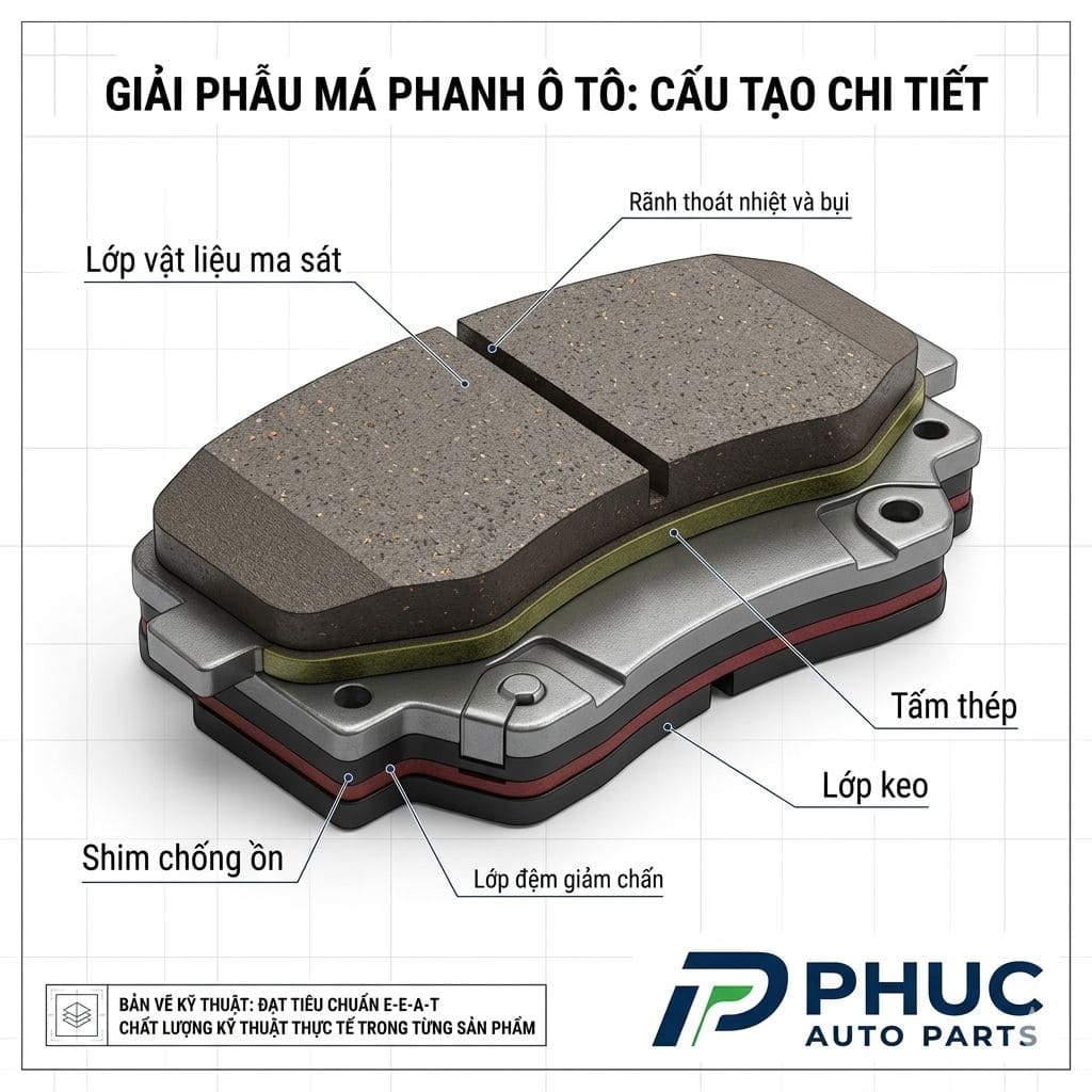 cấu tạo má phanh ô tô