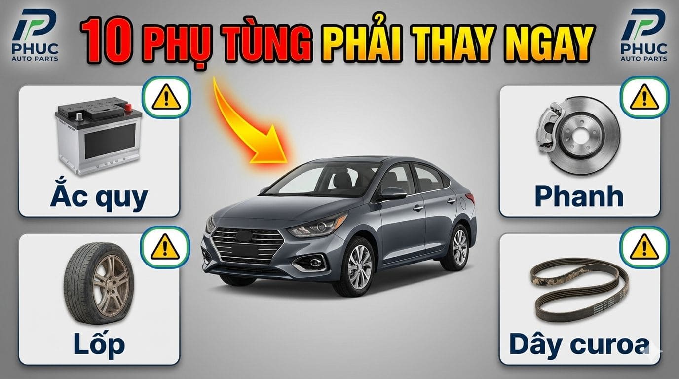 10 PHỤ TÙNG Ô TÔ CẦN THAY THẾ NGAY NẾU KHÔNG MUỐN