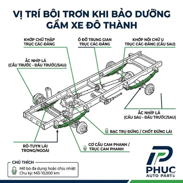 Các điểm cần lưu ý khi bảo dưỡng hệ thống gầm xe tải Đô Thành
