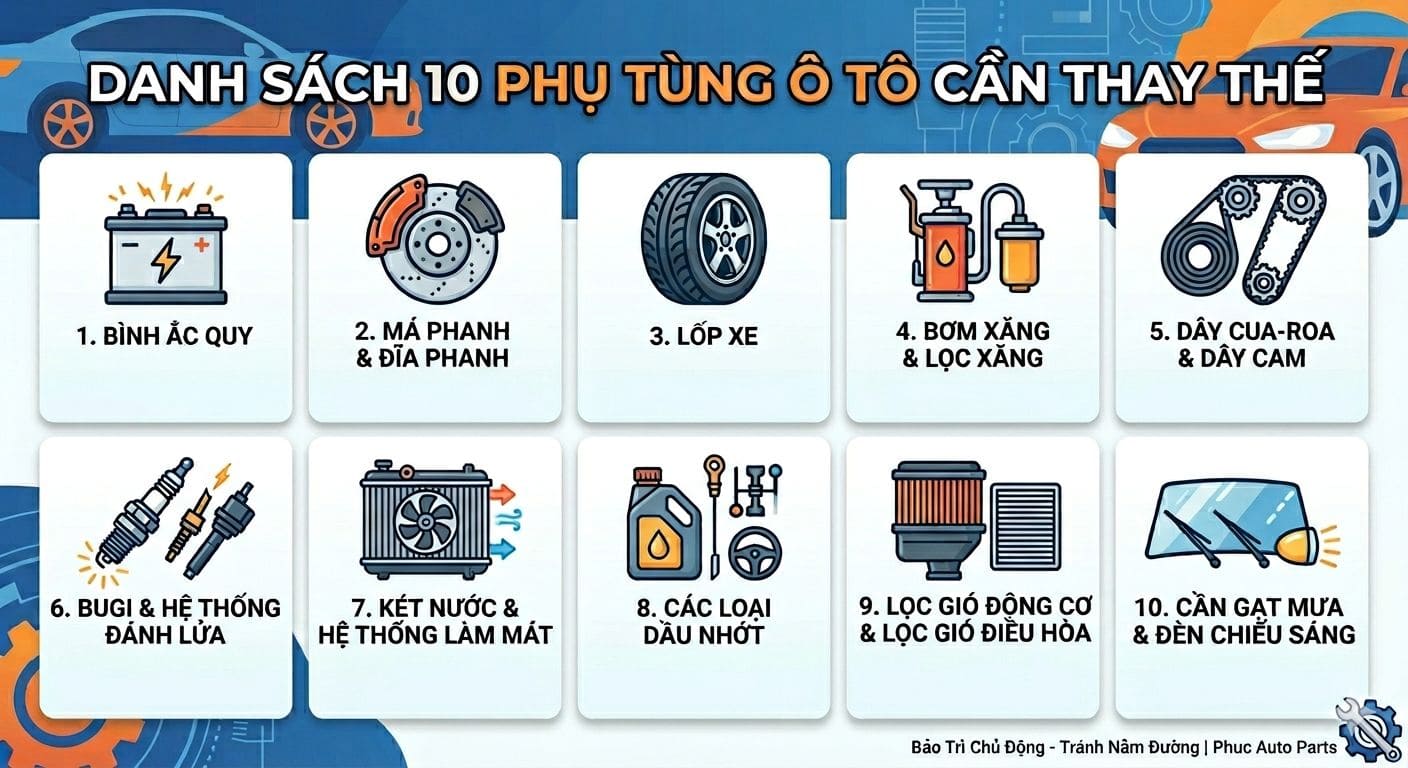 phu tung o to can thay the ngay de tranh nam duong